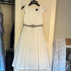 Elegant White Kids Dress with Silver Embellishments